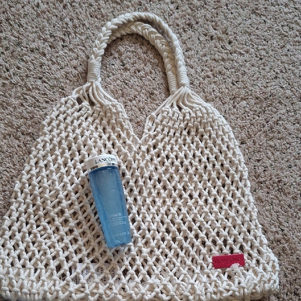 Lancome Cream Knitted Tote Bag